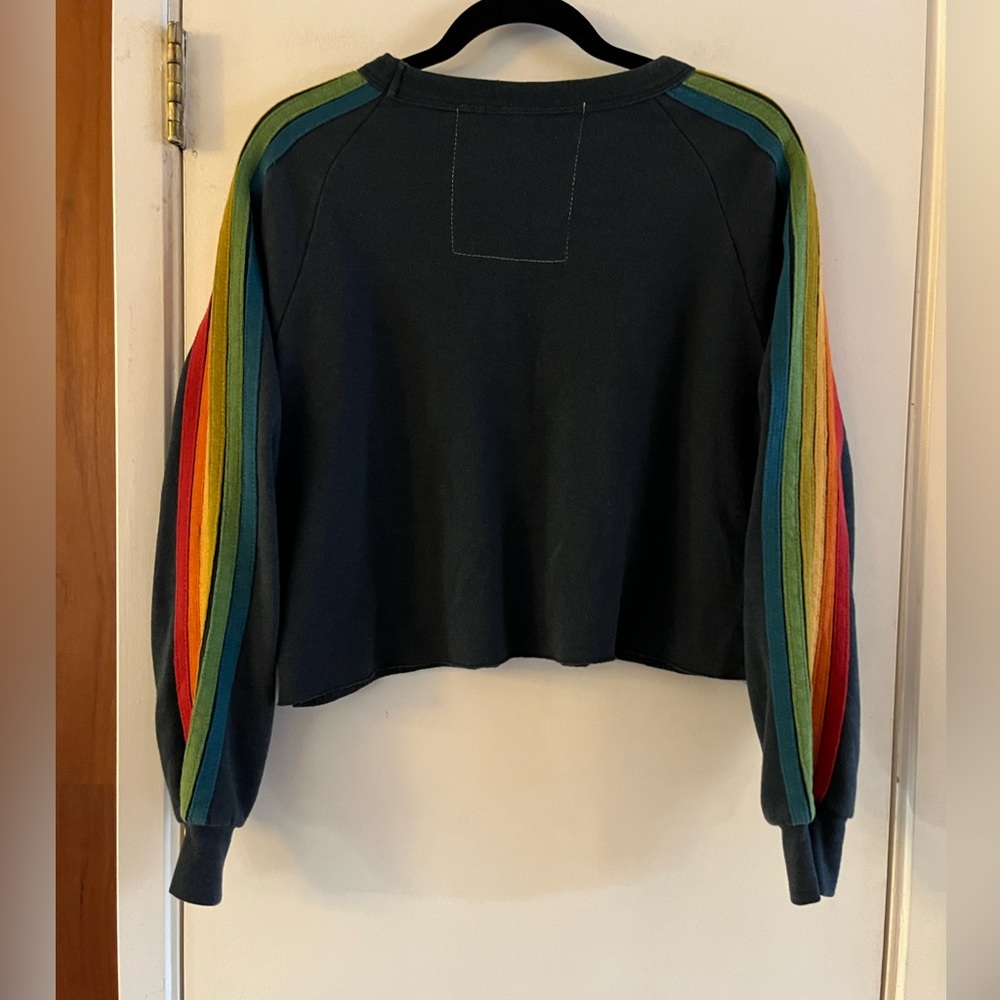 Aviator Nation 6 Stripe Boyfriend Cropped Pullover - Picture 2 of 5